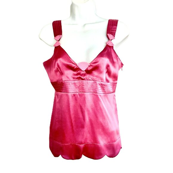 See by Chloe 100% Silk Pink Sleeveless Top Scalloped Hem Designer IT 40 Italy